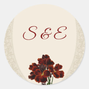 Autocollant Rond de Mariage Élégant Burgundy Royal