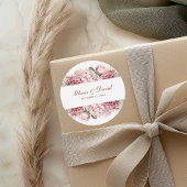 Autocollant Rond de Mariage Hydrangea Rose Poussié