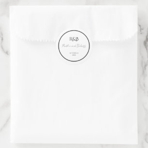 Autocollant Rond de Mariage Minimaliste Élégant No
