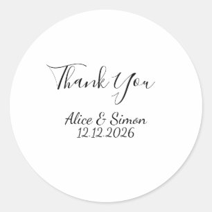 Autocollant Rond de Mariage Minimaliste Simple