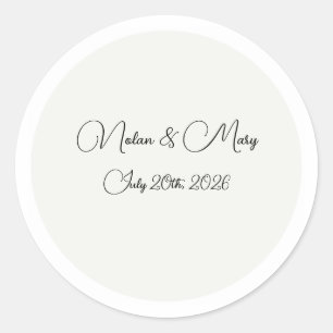 Autocollant Rond de Mariage Monogramme Classique É