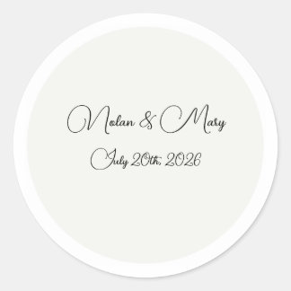 Autocollant Rond de Mariage Monogramme Classique É