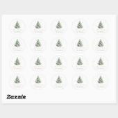 Autocollant Rond de Noël Classique Arbre de Pin Mi (Feuille)