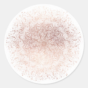 Autocollant rond de Noël scintillant en or rose