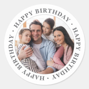 Autocollant Rond de Photo Joyeux Anniversaire Clas