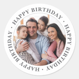 Autocollant Rond de Photo Joyeux Anniversaire Clas