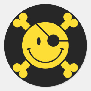 Autocollant rond de pirate
