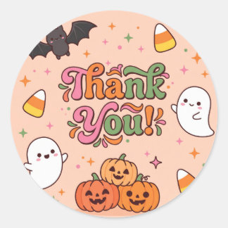 Autocollant rond de remerciement Halloween mignon
