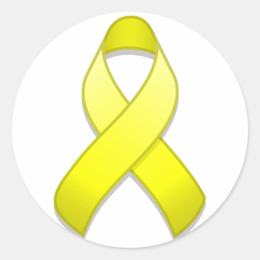 Autocollant rond de ruban de sensibilisation jaune (Devant)