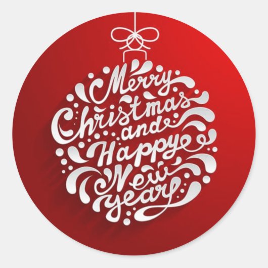 Autocollant rond de typographie Joyeux Noël (Devant)