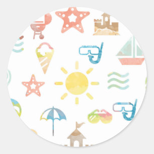 Autocollant rond d'été - Sticker brillant classiqu
