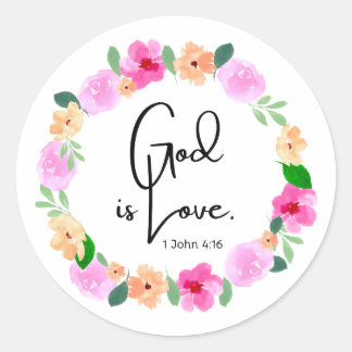 Autocollant Rond Dieu est Amour Verset Biblique