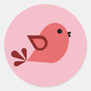 Autocollant rond d'oiseau mignon de bande dessiné