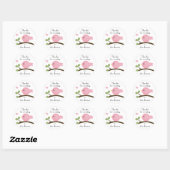 Autocollant rond d'oiseau rose personnalisable (Feuille)