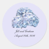 Autocollant rond doux bleu Hydrangeas (Devant)