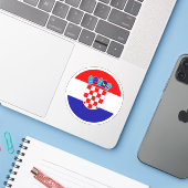 Autocollant rond Drapeau Croatie (Ordinateur portable avec iPhone)