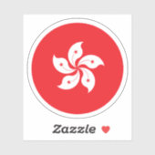Autocollant Rond Drapeau de Hong Kong (Feuille)