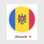 Autocollant Rond Drapeau de la Moldavie (Feuille)