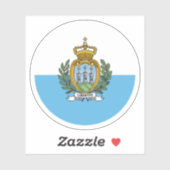 Autocollant Rond Drapeau de Saint-Marin (Feuille)