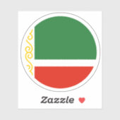 Autocollant rond drapeau de Tchétchénie (Feuille)