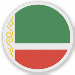 Autocollant rond drapeau de Tchétchénie