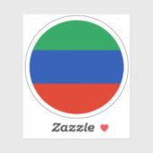 Autocollant rond Drapeau du Daghestan (Feuille)