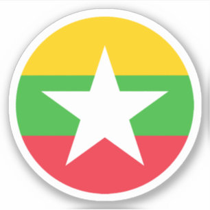 Autocollant Rond Drapeau du Myanmar
