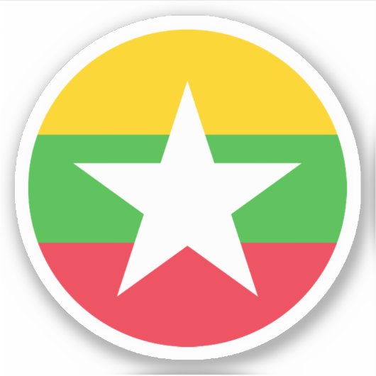 Autocollant Rond Drapeau du Myanmar (Devant)