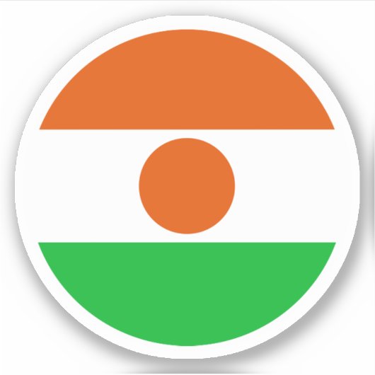 Autocollant Rond Drapeau du Niger (Devant)