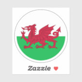 Autocollant Rond Drapeau du Pays de Galles (Feuille)