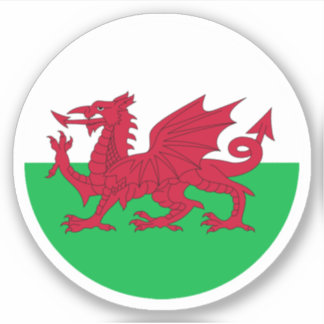 Autocollant Rond Drapeau du Pays de Galles