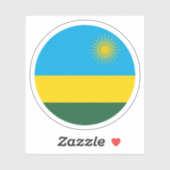 Autocollant Rond Drapeau du Rwanda (Feuille)