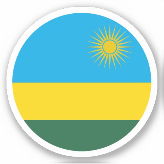 Autocollant Rond Drapeau du Rwanda (Devant)