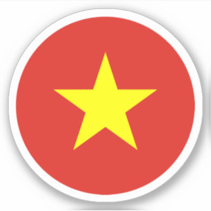 Autocollant Rond Drapeau du Vietnam