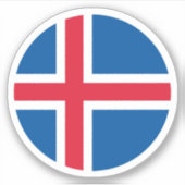 Autocollant rond Drapeau Islande (Devant)