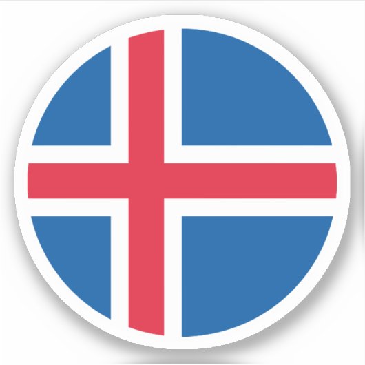 Autocollant rond Drapeau Islande (Devant)