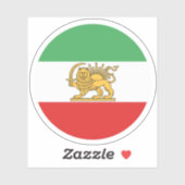 Autocollant rond Drapeau Lion Iran (Feuille)