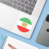 Autocollant rond Drapeau Lion Iran (Ordinateur portable avec iPhone)