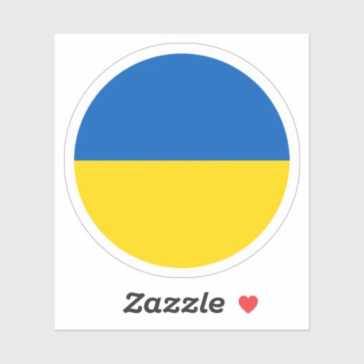 Autocollant rond drapeau ukrainien (Feuille)