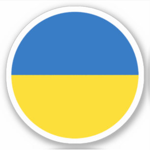 Autocollant rond drapeau ukrainien
