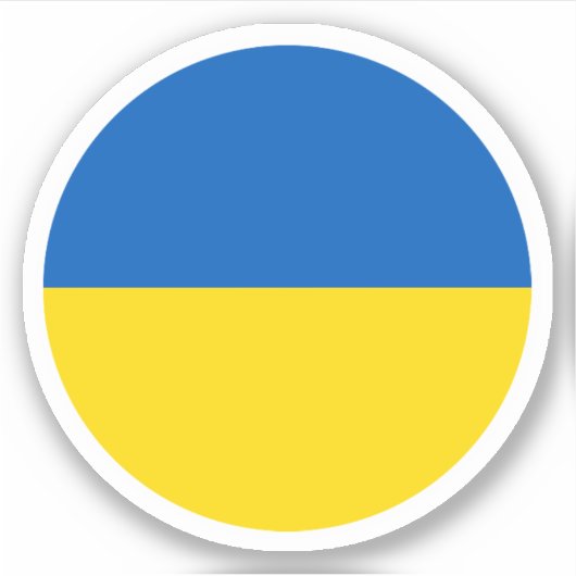 Autocollant rond drapeau ukrainien (Devant)