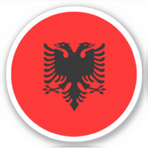 Autocollant rond du drapeau d'Albanie