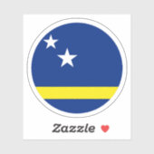 Autocollant rond du drapeau de Curaçao (Feuille)
