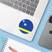 Autocollant rond du drapeau de Curaçao (Ordinateur portable avec iPhone)