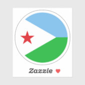Autocollant Rond du Drapeau de Djibouti (Feuille)