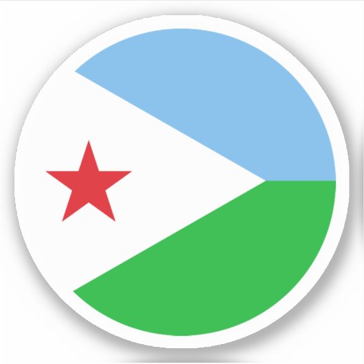 Autocollant Rond du Drapeau de Djibouti (Devant)