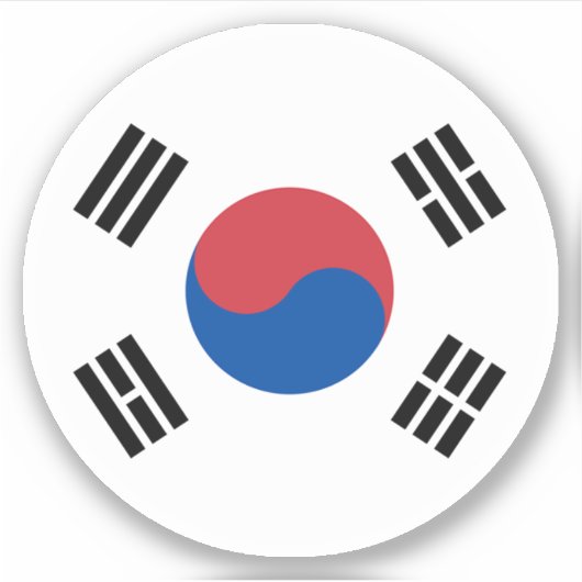 Autocollant Rond du Drapeau de la Corée du Sud (Devant)