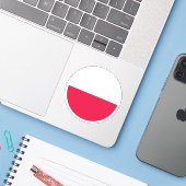 Autocollant rond du drapeau de la Pologne (Ordinateur portable avec iPhone)