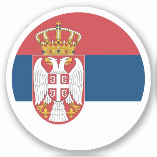 Autocollant rond du drapeau de la Serbie (Devant)