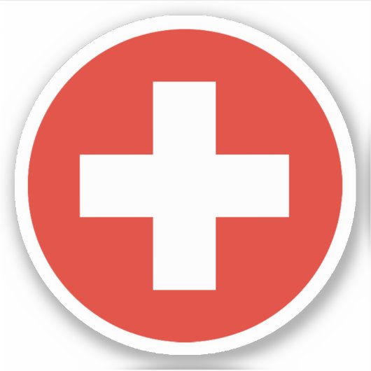 Autocollant rond du drapeau de la Suisse (Devant)